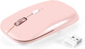 Wireless Flat Mouse, 2.4G Optical Mouse, Computer Mouse for Laptop, PC, Computer, Chromebook, Notebook, Especially Designed for Computer Bags (Pink)