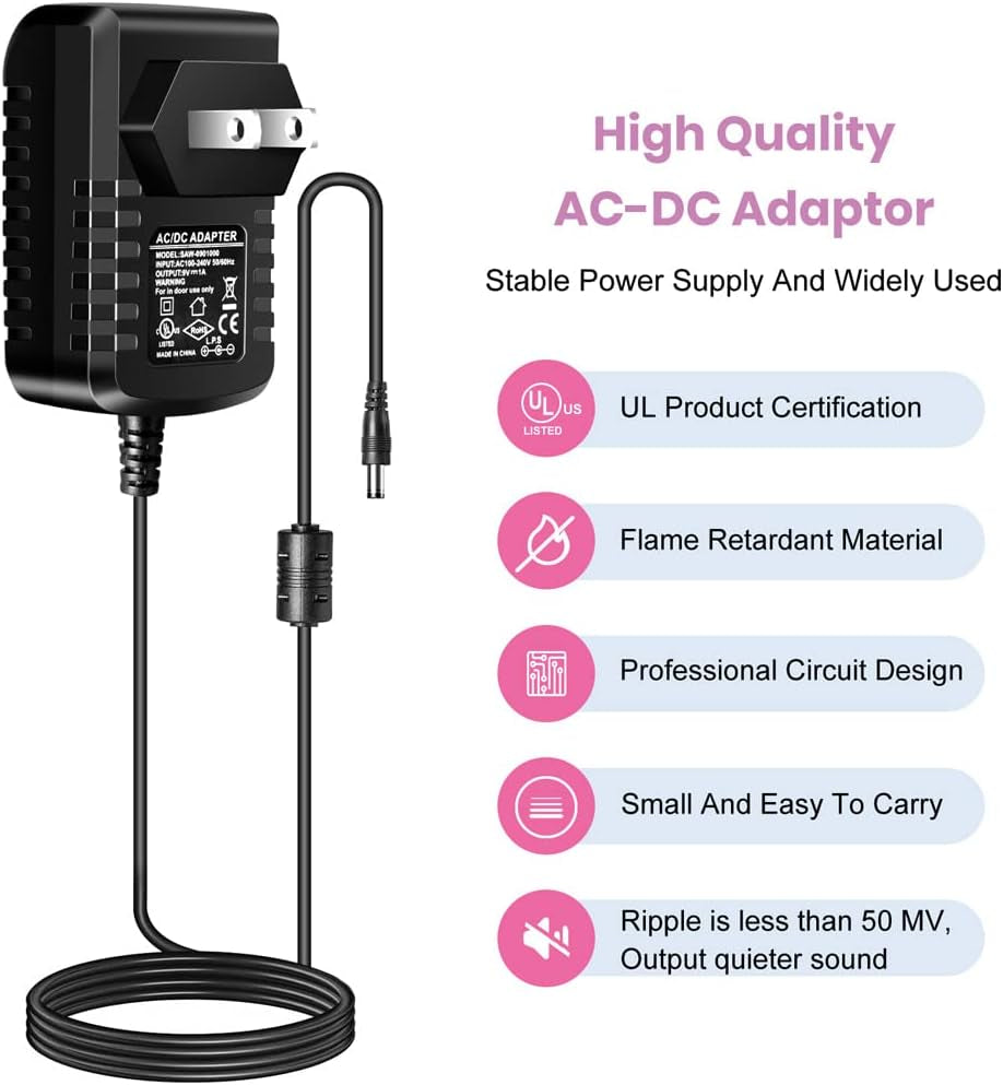Guitar Pedal Power Supply Adapter 9V-DC- 1A(1000Ma Effect Pedal Power Supply with 1To8 Guitar Daisy Chain